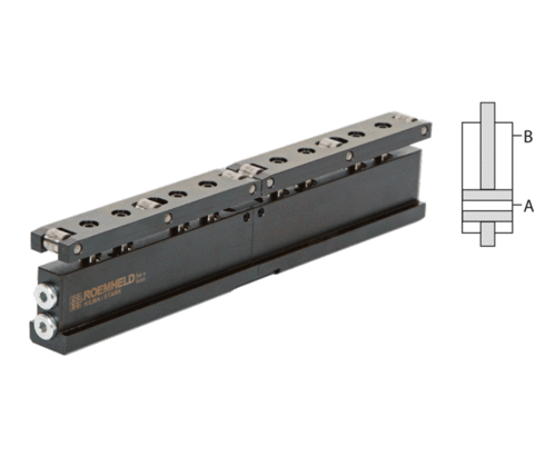 Regla de sujeción de doble T, doble efecto, con rodillos de transporte Regla de sujeción de doble T, doble efecto, con rodillos de transporte